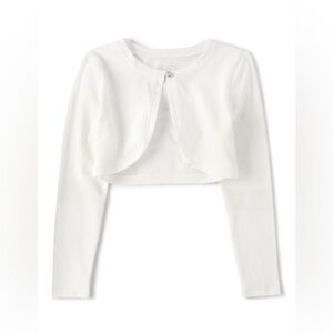 NWT Girls White Long Sleeve Cotton Shrug Holiday Cardigan Children’s Place 7/8